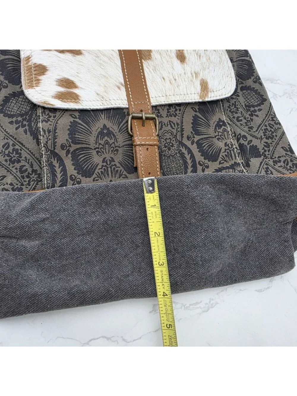 Myra Bag Tote Handbag Womens Brown Canvas Cowhide Leather Floral Western Boho